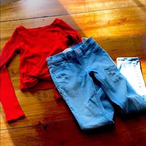 Abercrombie kids jeans and red shirt!